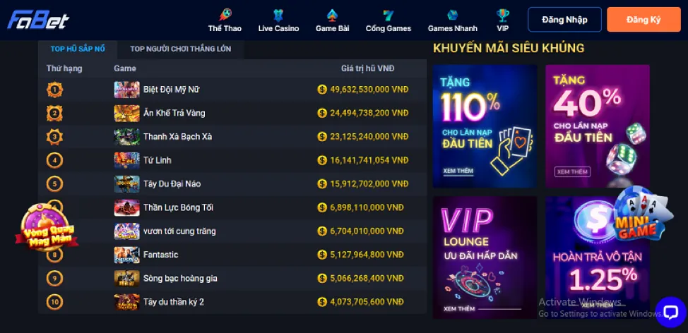 Đa dạng trò chơi Slot Viebet
